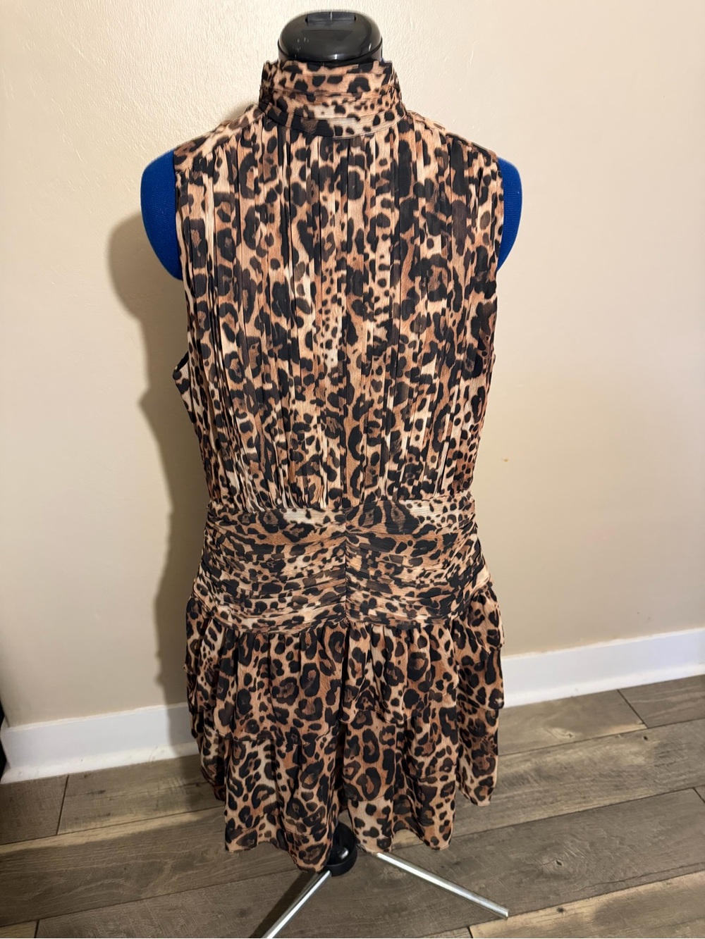 Express Leopard Print Mock Neck Mini Dress - Brown/Black
